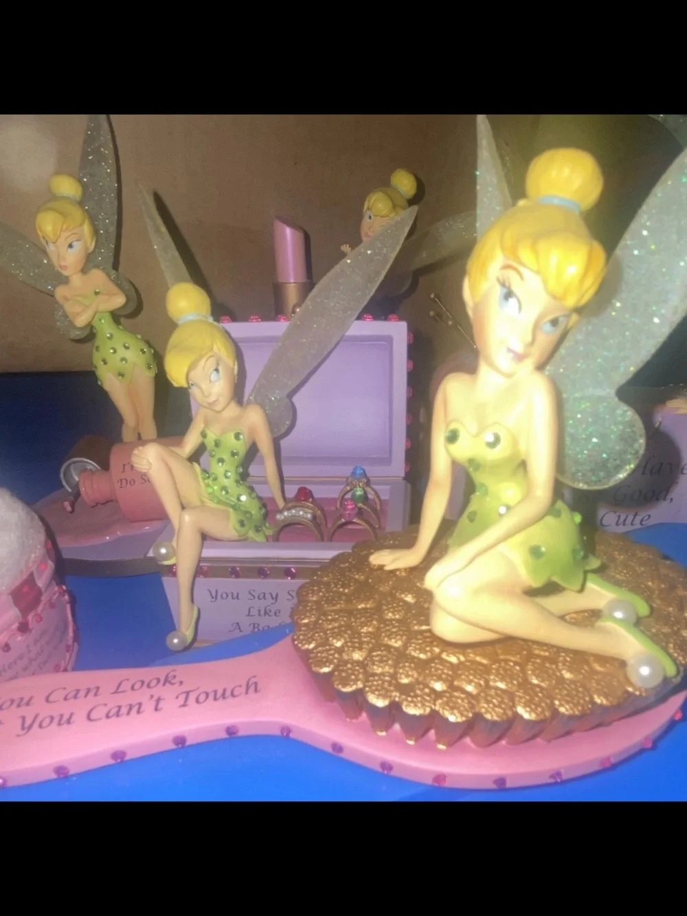 Disney Tinker Bell Figurine Set - Pink & Gold Accents lot